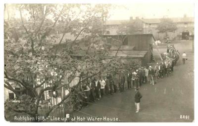 Line up at the hot water house, 1918